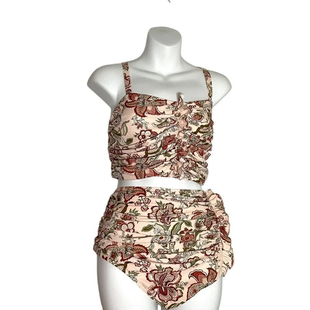 Shein Floral Ruched Ruffle Bikini Top 3XL - Image 9