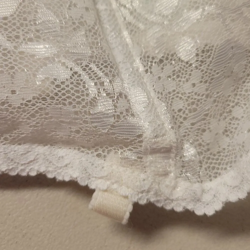 Vintage Carnival Lace Bustier Union Made Boning Wedding Bra Coquette Size 38C White - Image 5
