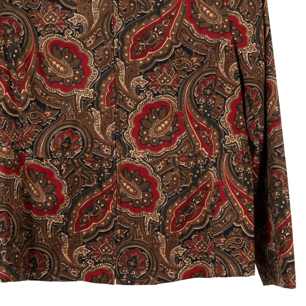 Paisley Jacket XL Womens Brown Red Green Napped Full Zip Classic Shoulder Pad - Image 3