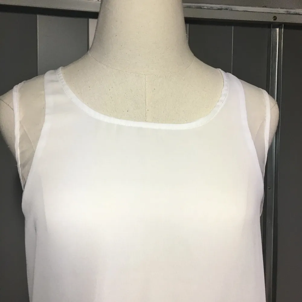 DOUBLE ZERO High Low White Tank Top, Small - Image 2