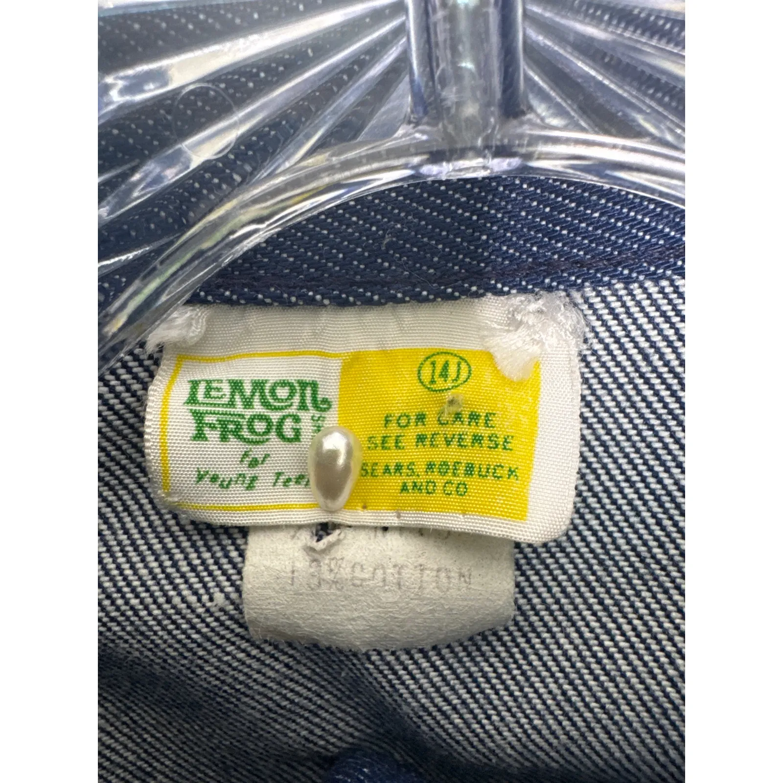 Vintage 1970's Sears Toughskins Lemon Frog Denim Snap dagger collar shirt XS Blue - Image 11