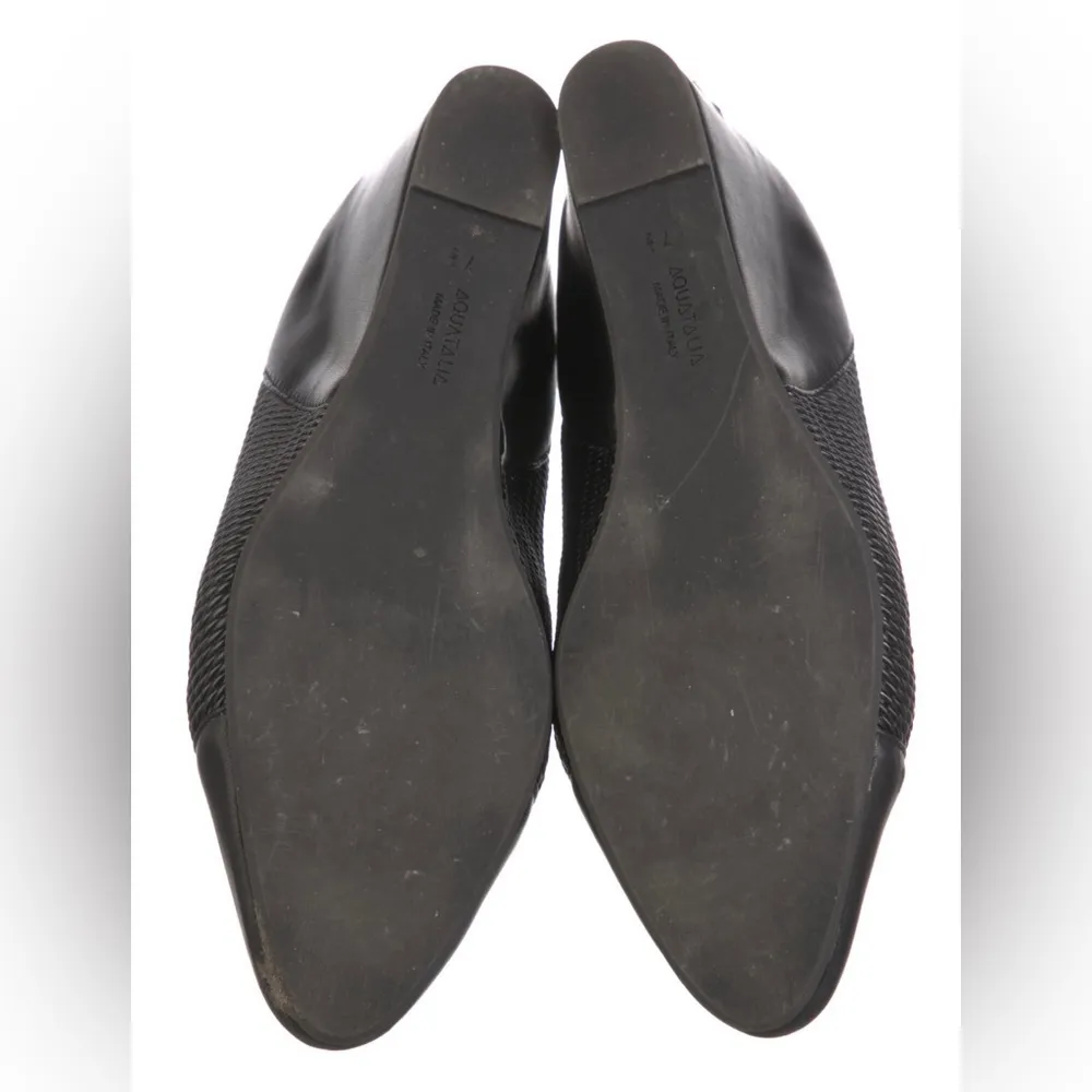 Vintage 90s Y2K  Pandora Black Leather Ankle Wedge Bootie Lace Up 7.5 - Image 4