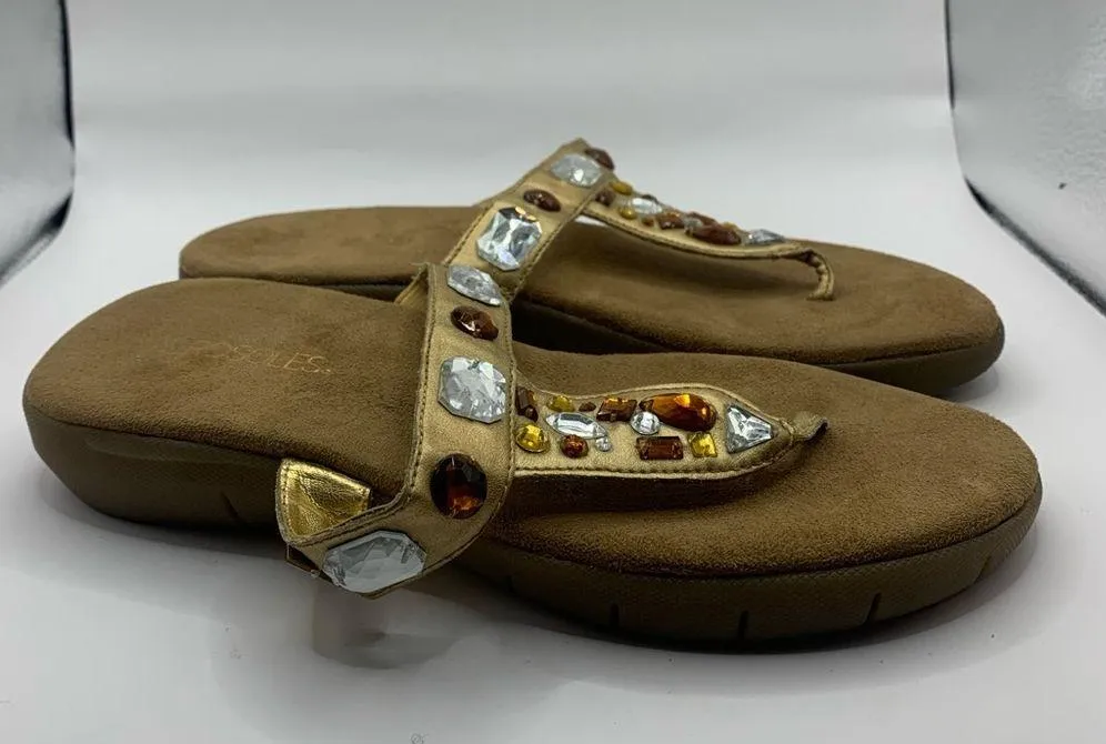 Aerosoles Gold bling diamonds Flip Flop Thong Sandals Sz 8M woman’s - Image 2