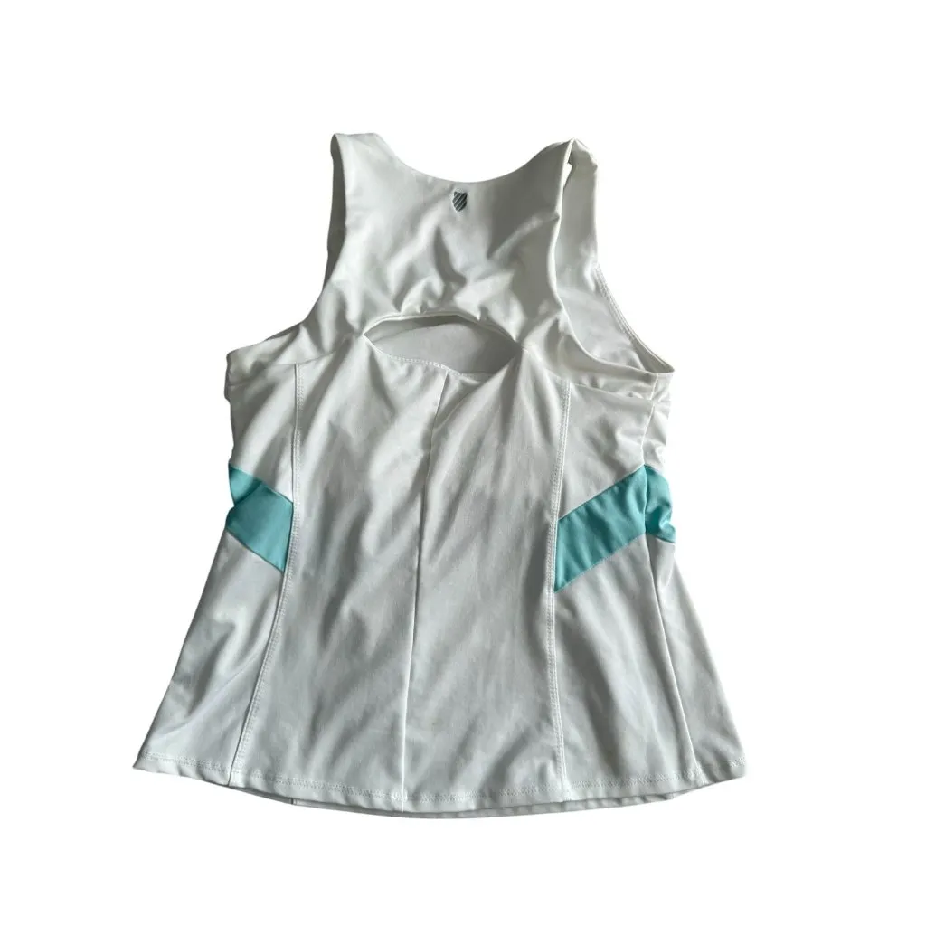 K SWISS Women’s White Blue Workout Tennis Tank Top Size Small - Image 4