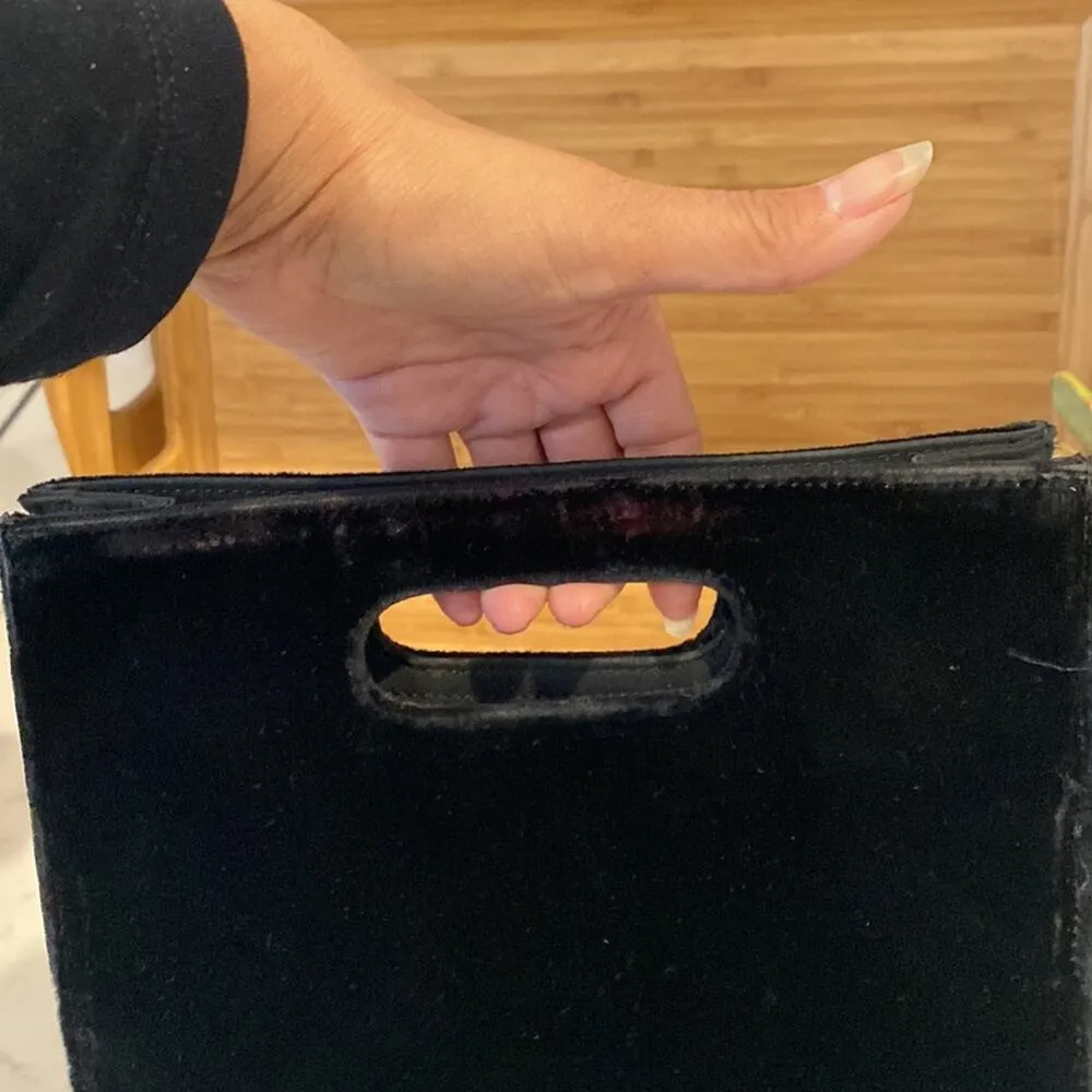 Enzo Angiolini Black Velvet Clutch Handle Small Tote Handbag chic classic - Image 5