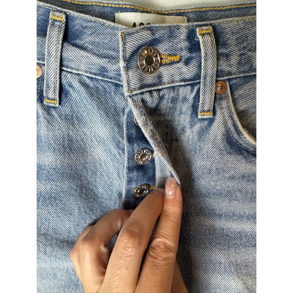 Agolde Shorts Women 24 Blue Denim Distressed‎ Vintage Cut Off Parker Jean Luxury - Image 6