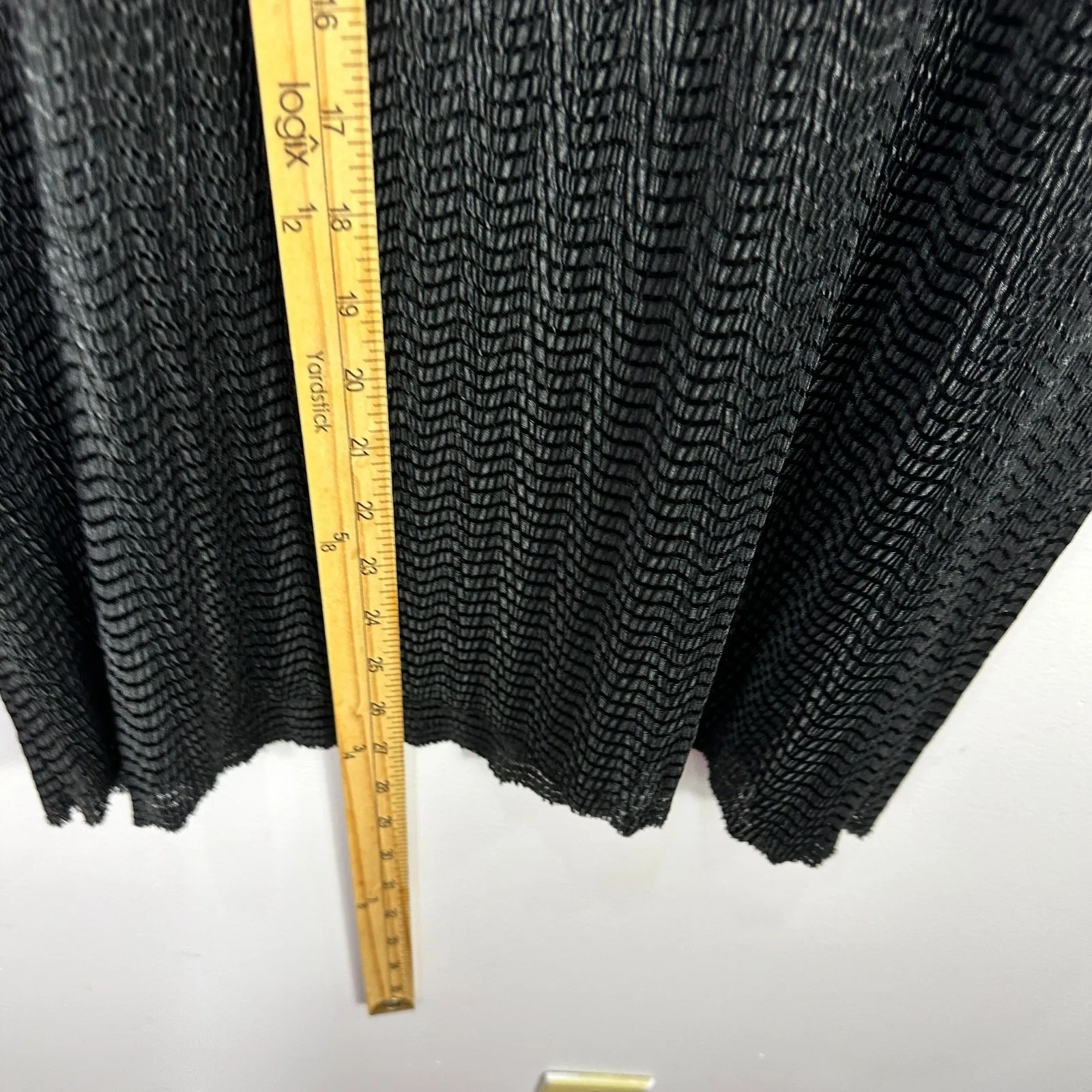 Notations Woman Top 1X Black Textured Crinkle Knit Stretch Blouse Boho‎ Career - Image 3