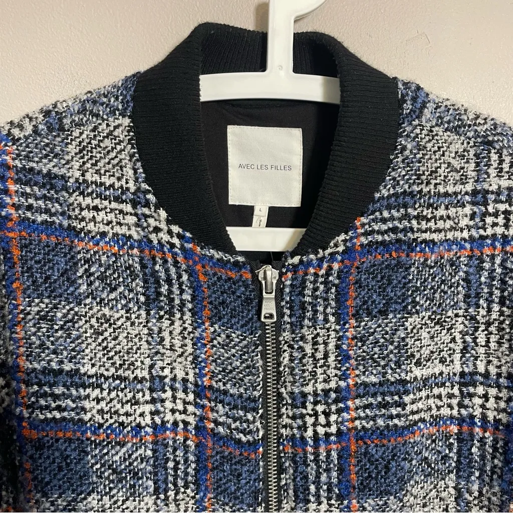 Avec Les Filles Plaid Tweed Jacket wool blend bomber jacket - Image 9