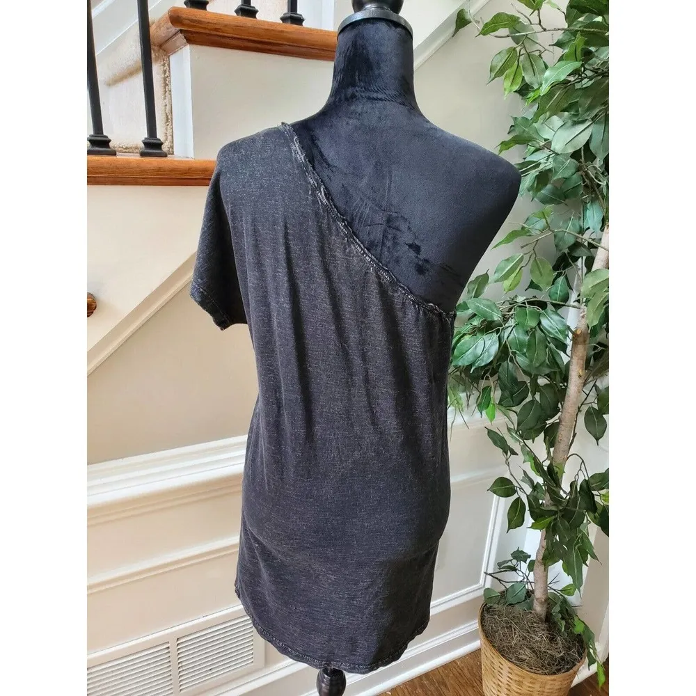 Forever 21 Women Solid Black Cotton One Shoulder Off Pullover Blouse Size Small - Image 7