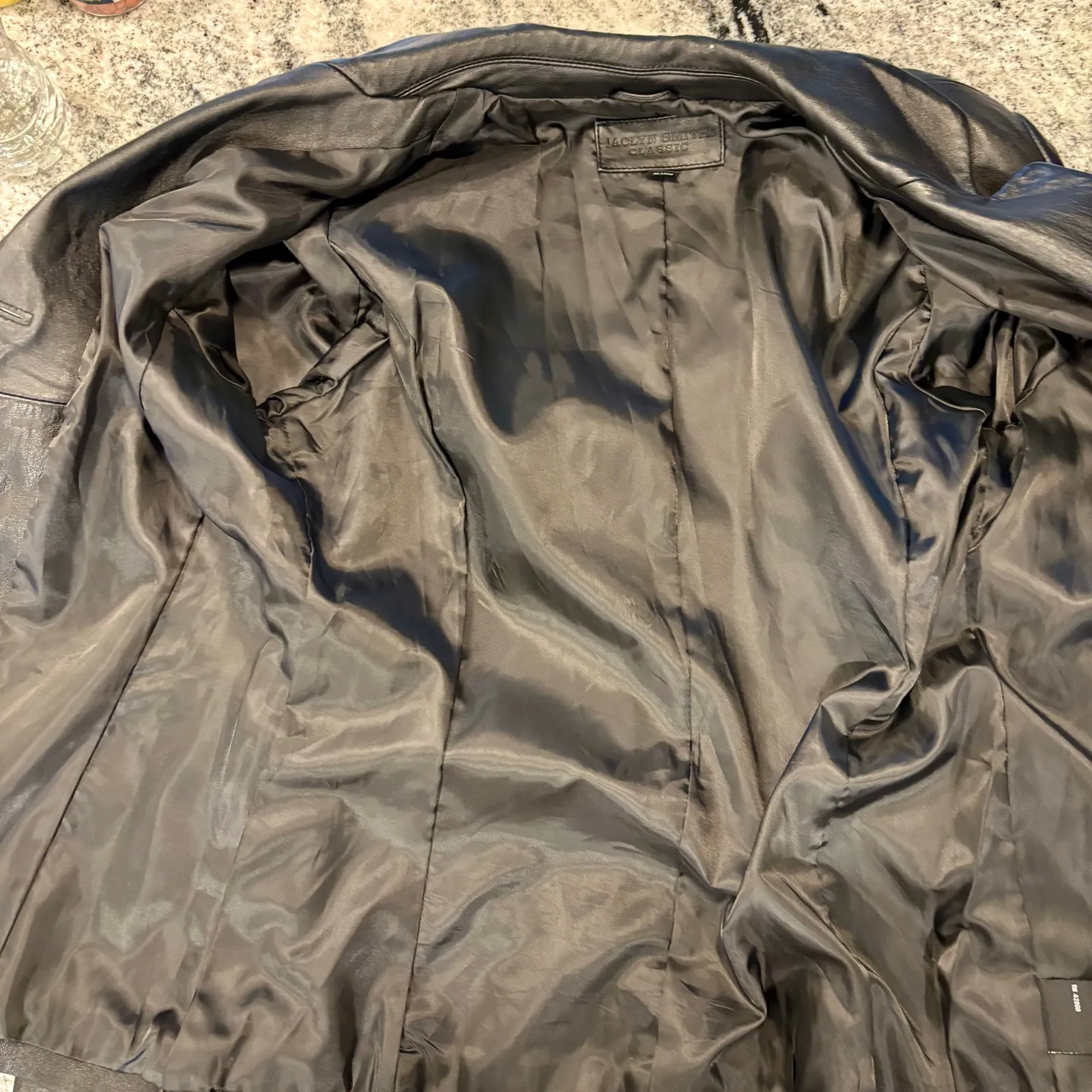 Jaclyn Smith Black Leather Jacket Vtg 90s Tailored Classic Career Wear, Size M - Image 7