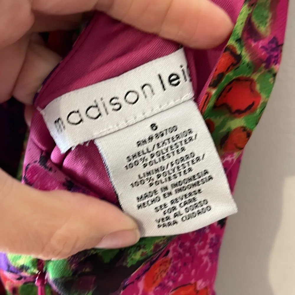 Vintage 90s Y2K Madison Leigh Floral Ruffle Dress Size 6 Halter Shift Womens - Image 3