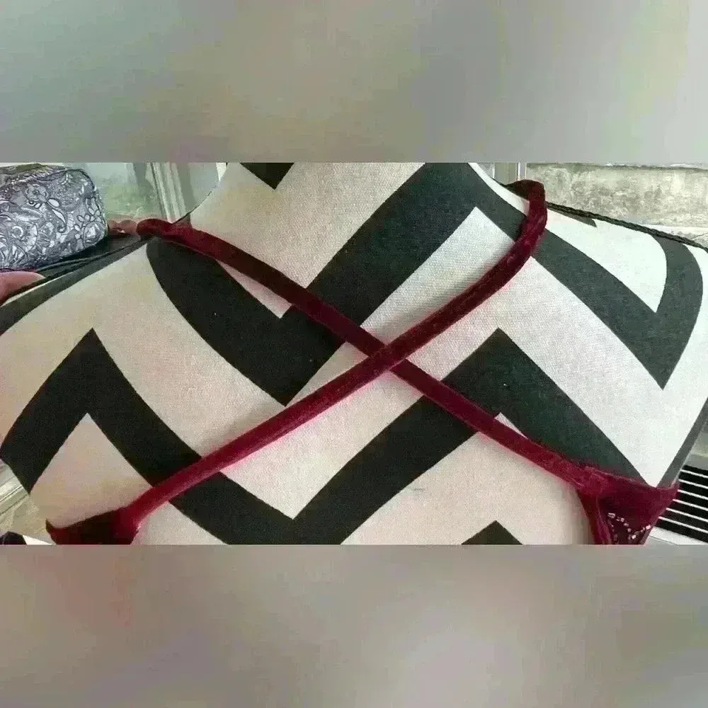 Deep maroon / black beaded Homecoming maxi dress with cross cross back; size 4 Purple - Image 6