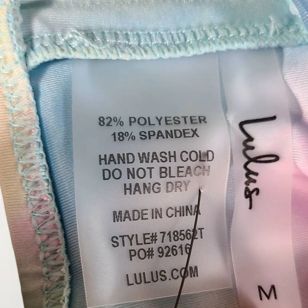 NWT Lulu's Wave Crest Blue Multi Tie-Dye Scoop Neck Bikini Top Size Medium - Image 7