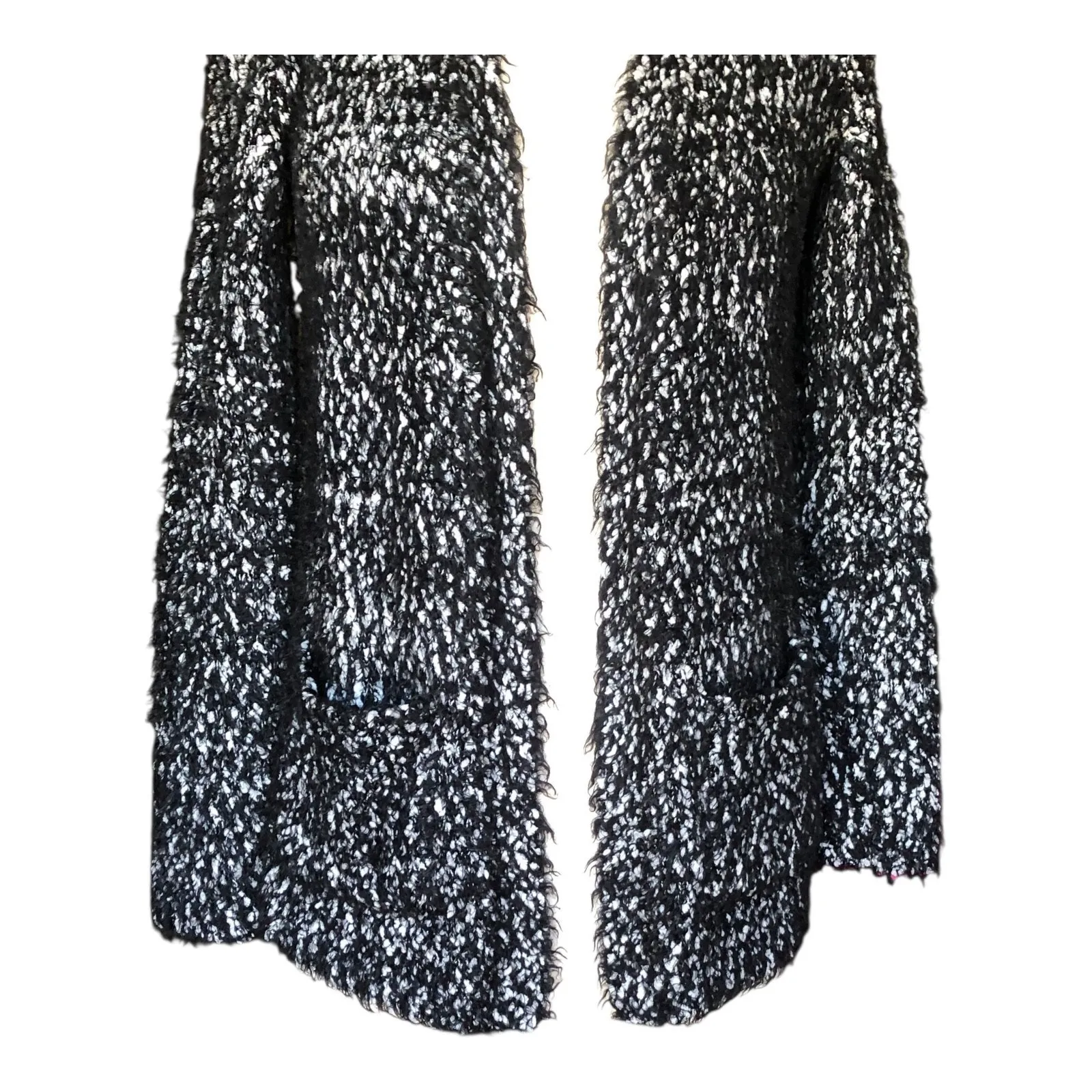 Love by Design Fuzy Sweater Black White Polyester Long Sleeve Cardigan Womens XS - Image 3