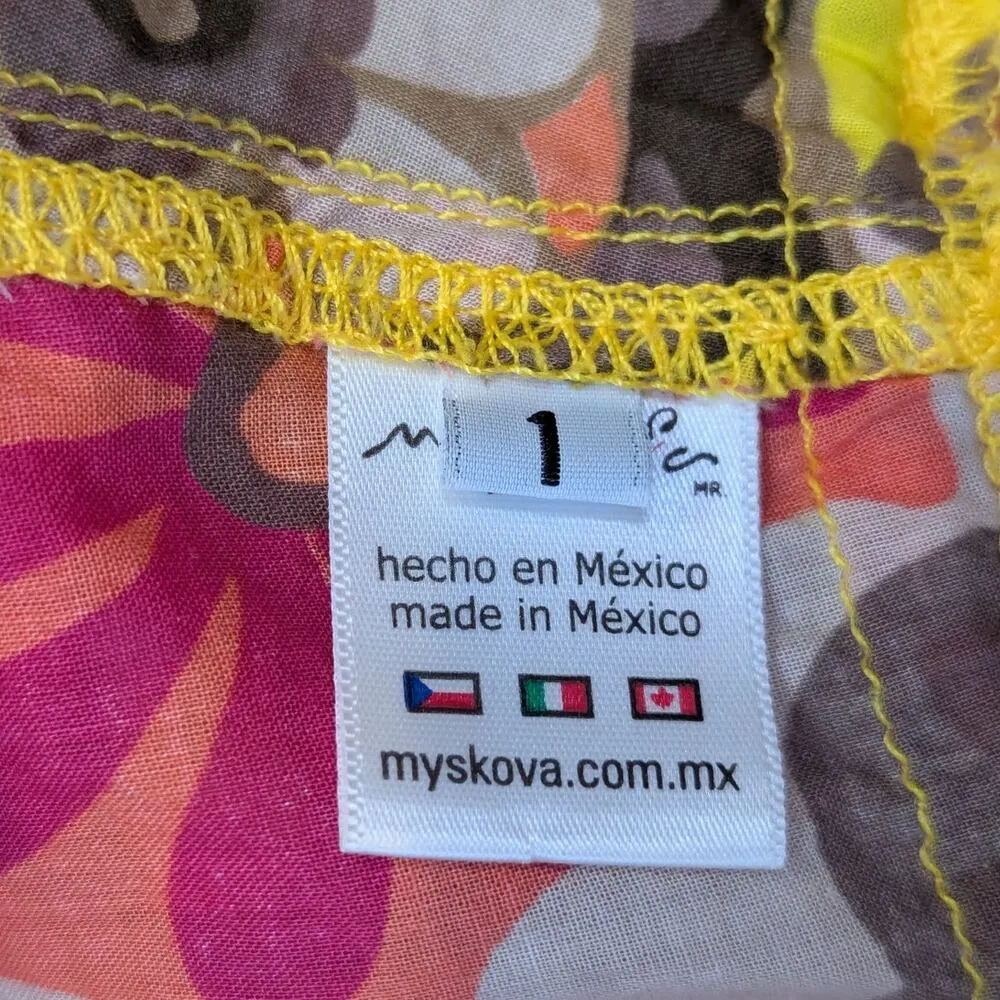 Myskova Floral Print Lightweight Jumpsuit Swim Coverup Yellow Size 1 - Image 4