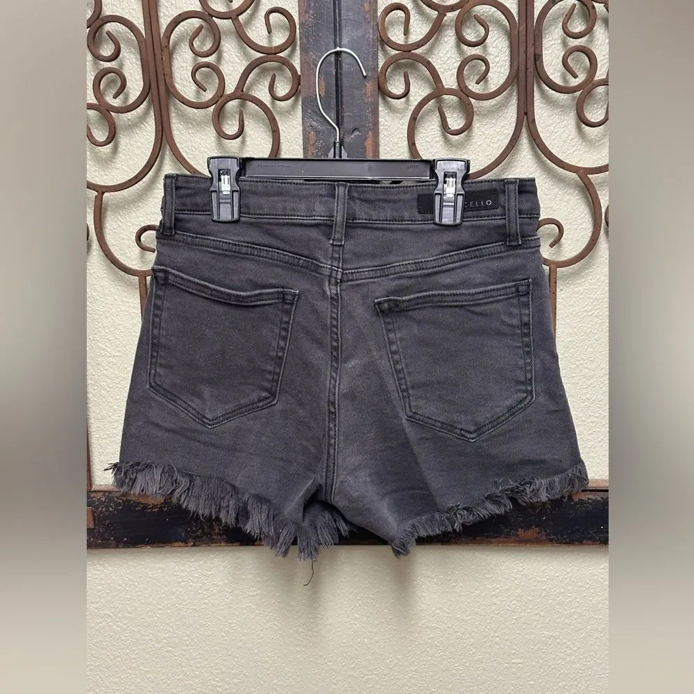 Cello black denim high rise frayed hem shorts - Image 3