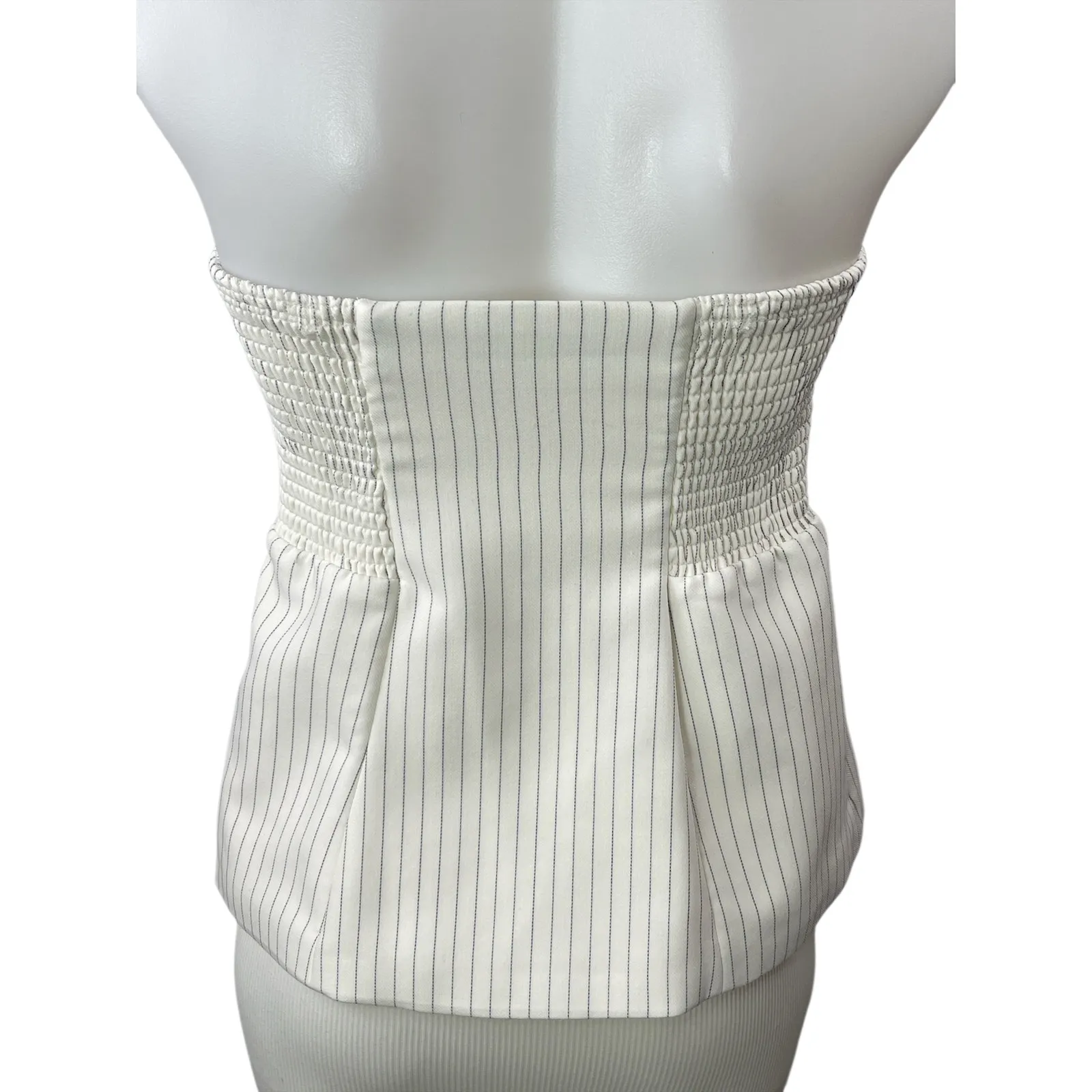 Abercrombie & Fitch White Striped Button Up Sleeveless Tube Bandeau Tank Top S - Image 2