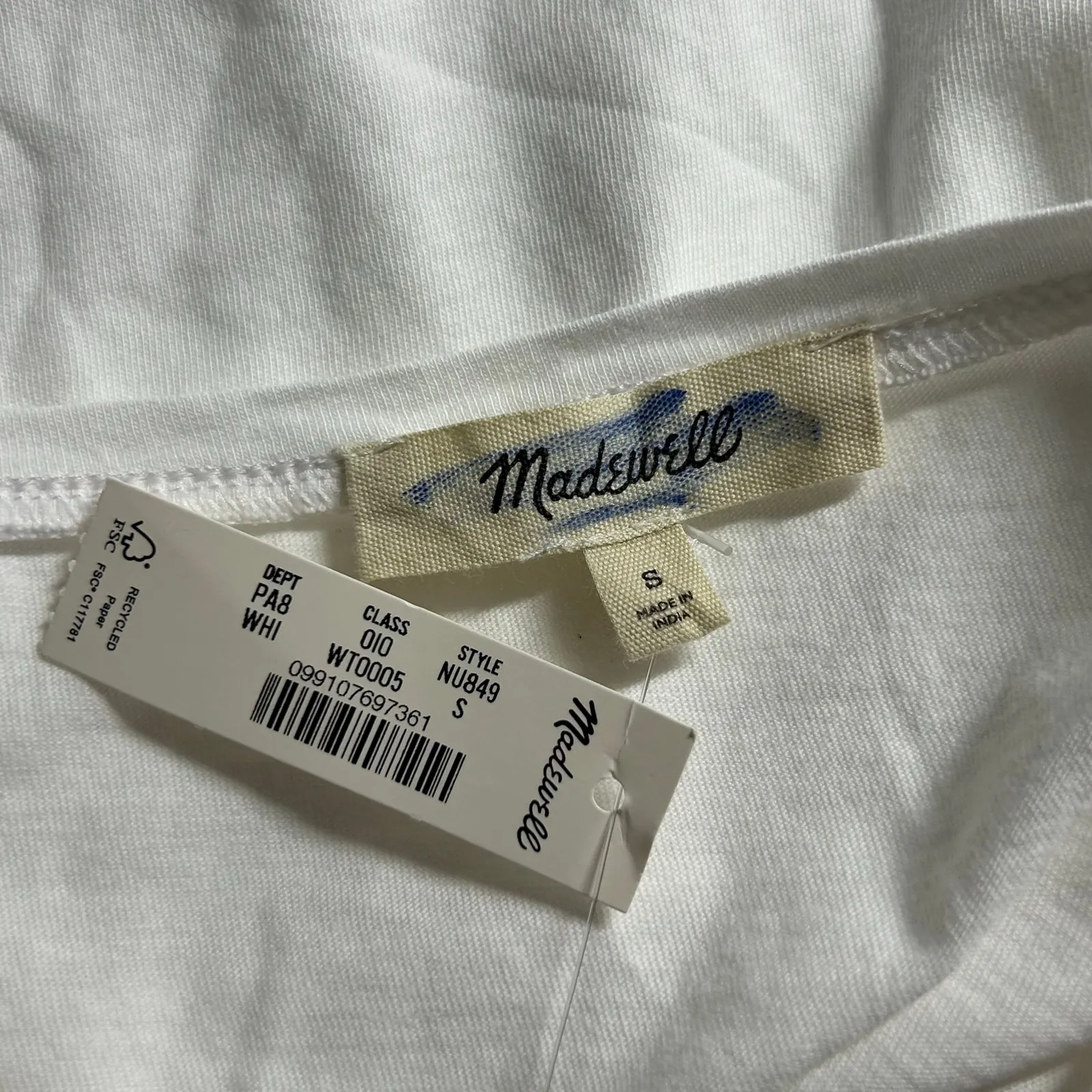 Madewell Women's Puff-Sleeve Drop Shoulder White Knit Top Blouse S Small New - Image 8