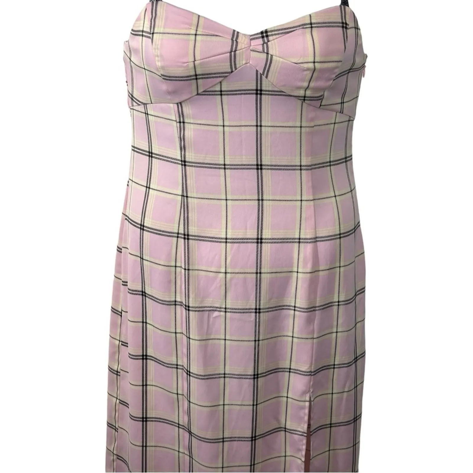 Urban Outfitters Cher Pink Plaid Maxi Slip Dress Lace Straps Size M - Image 9