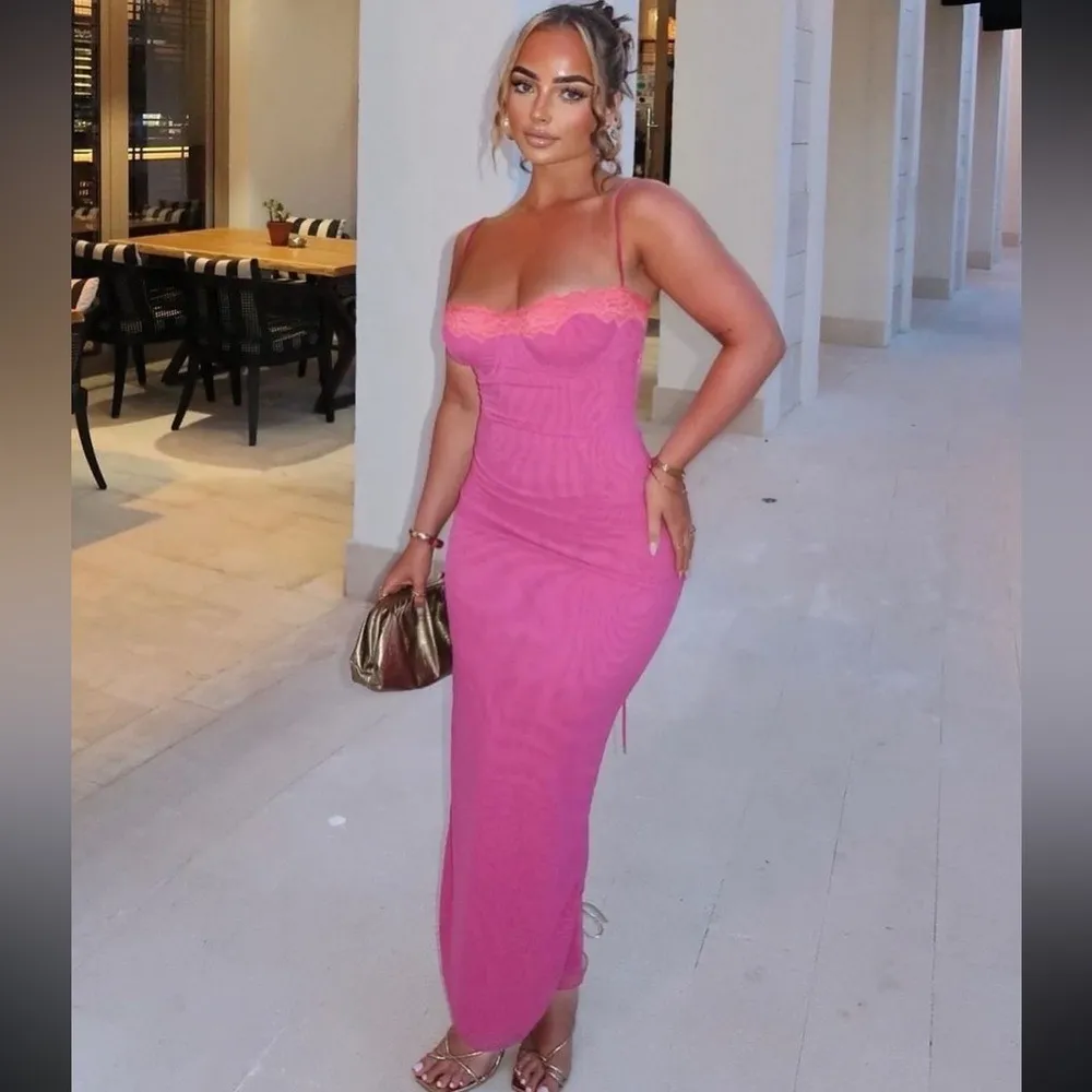 HOUSE OF CB 'Aiza' Raspberry Lace Trimmed Maxi Dress NWOT size‎ XS - Image 9