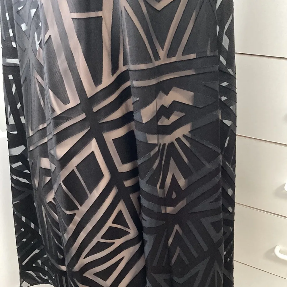 Vince Camuto elegant dress. Sheer top layer. Double nude layer underneath. - Image 4