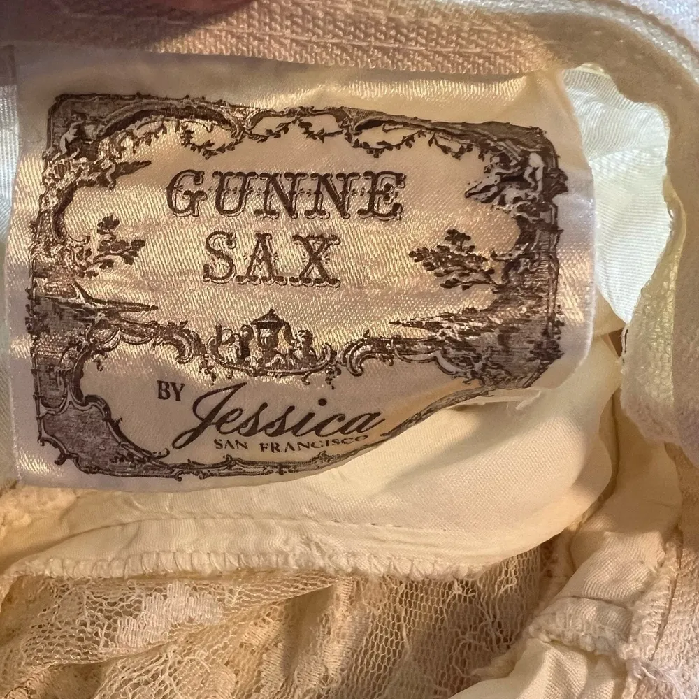 Gunne Sax Dress Vintage 70s Prairie Wedding Cream Lace Gauze Coquette Long Maxi - Image 12