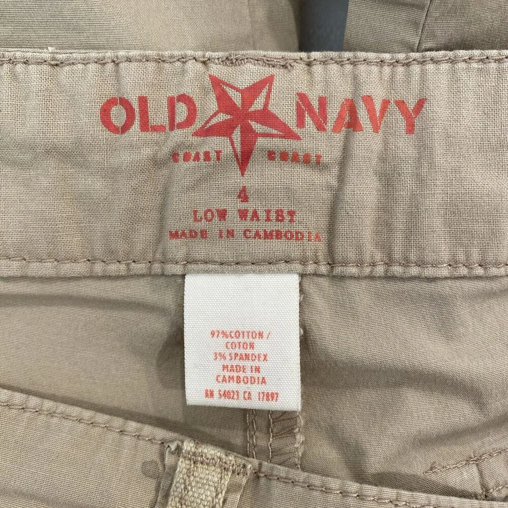 Old Navy 2007 Cotton Blend Cargo Capri Pants Low Waist Straps Stretch Tan 4 - Image 11