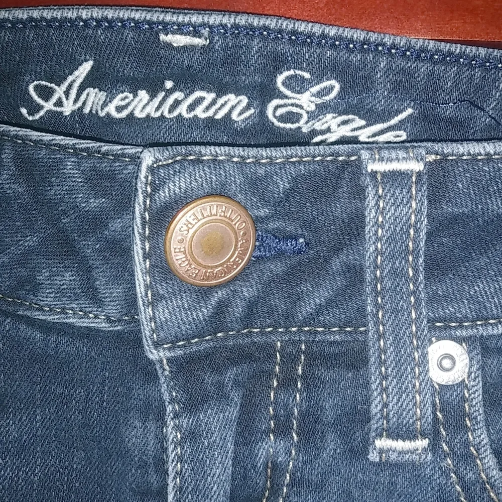 American Eagle 2 Dark Raw Hem Distressed Shorty Jeans Shorts - Image 3