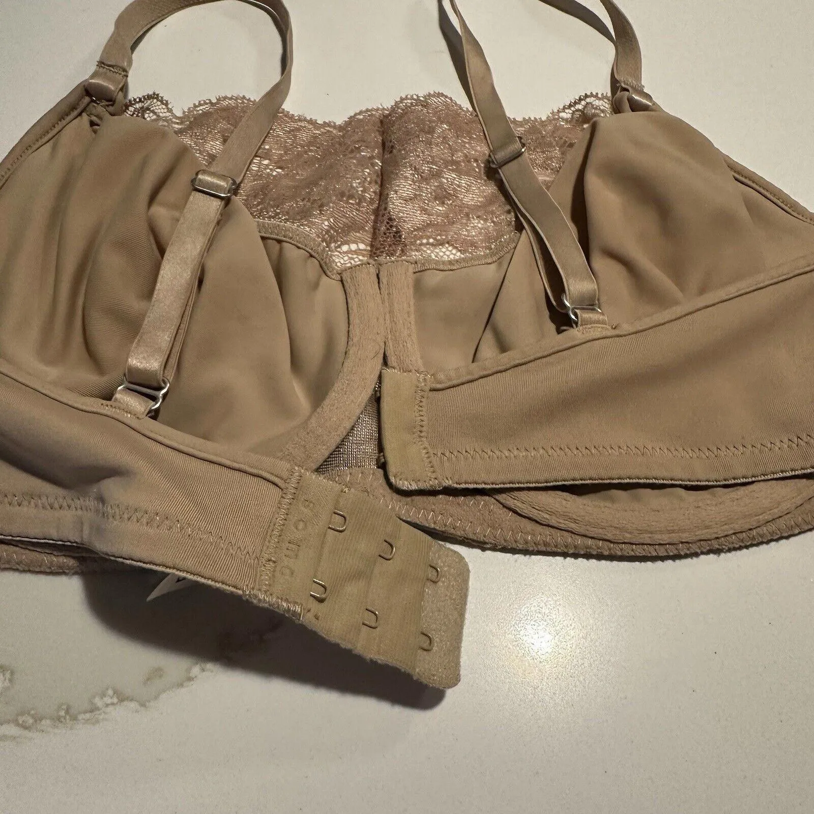 Soma Bra Bralette 36C Nude Beige Lace Underwire No Padding High Full Coverage - Image 5