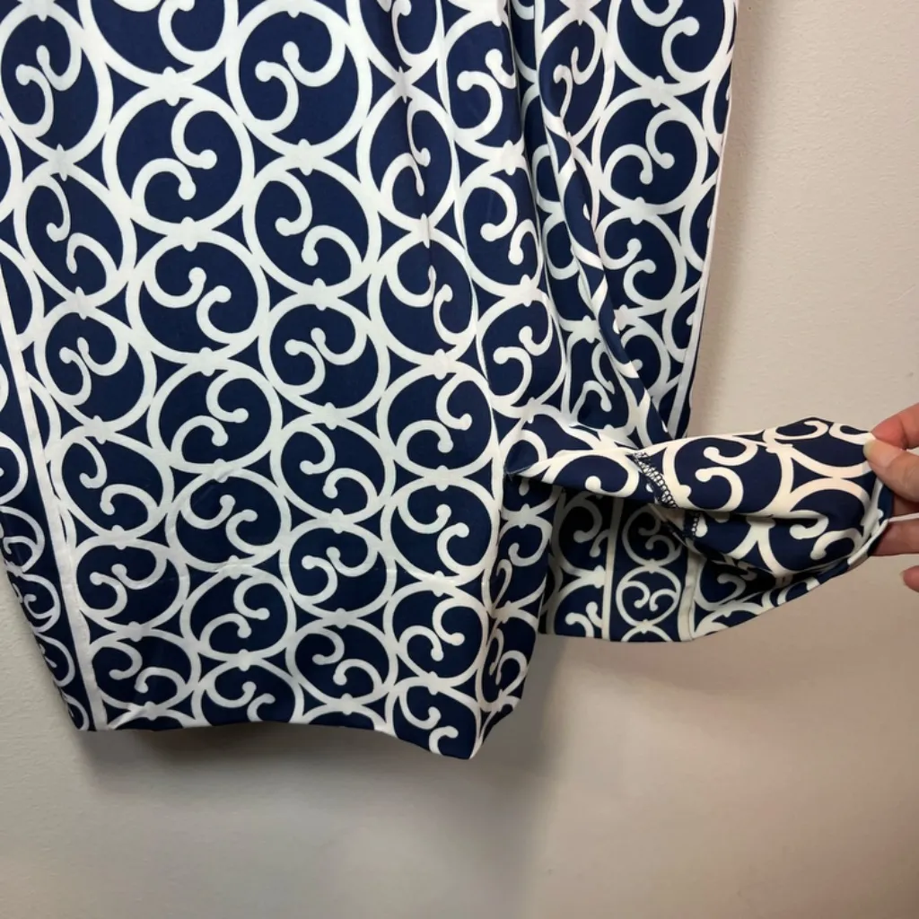 Gretchen Scott Womens Heavens Gates Dress Blue White Swirl Old Money No Belt Med - Image 15