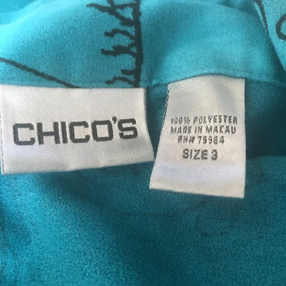 Chico's Art to Wear Shirt Teal Aqua Faux Suede Large - Image 8