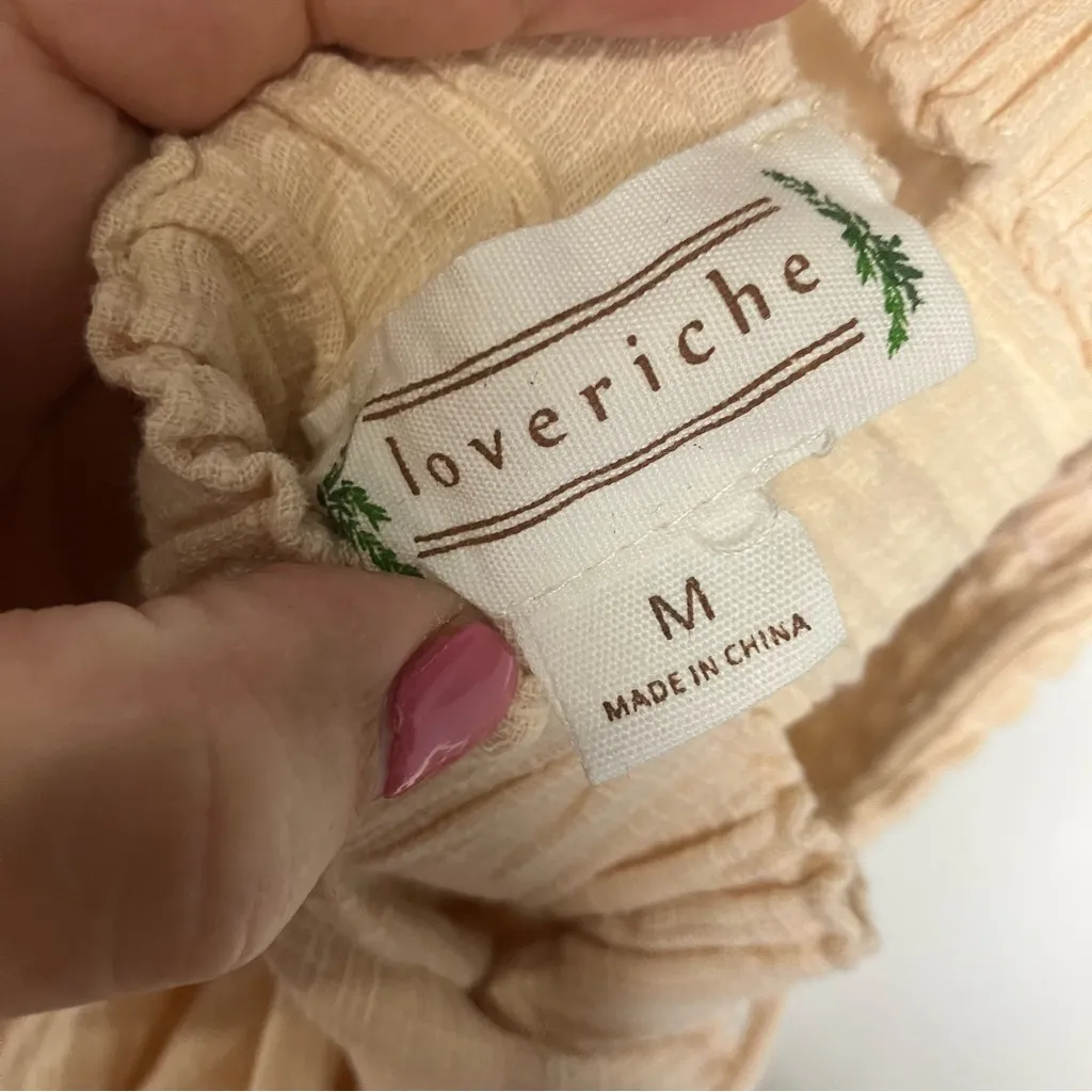 Loveriche cream raw hem‎ jumpsuit open back tie waist women’s size medium trendy - Image 8