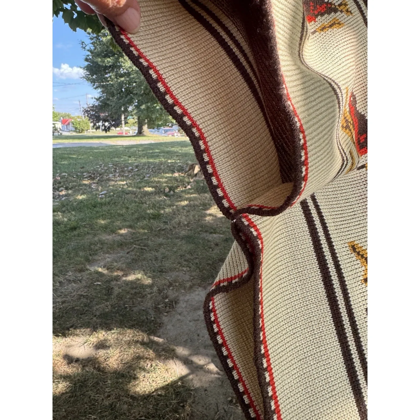 Vintage 1970's Bird Poncho Boho Southwestern Tan Size undefined - Image 15