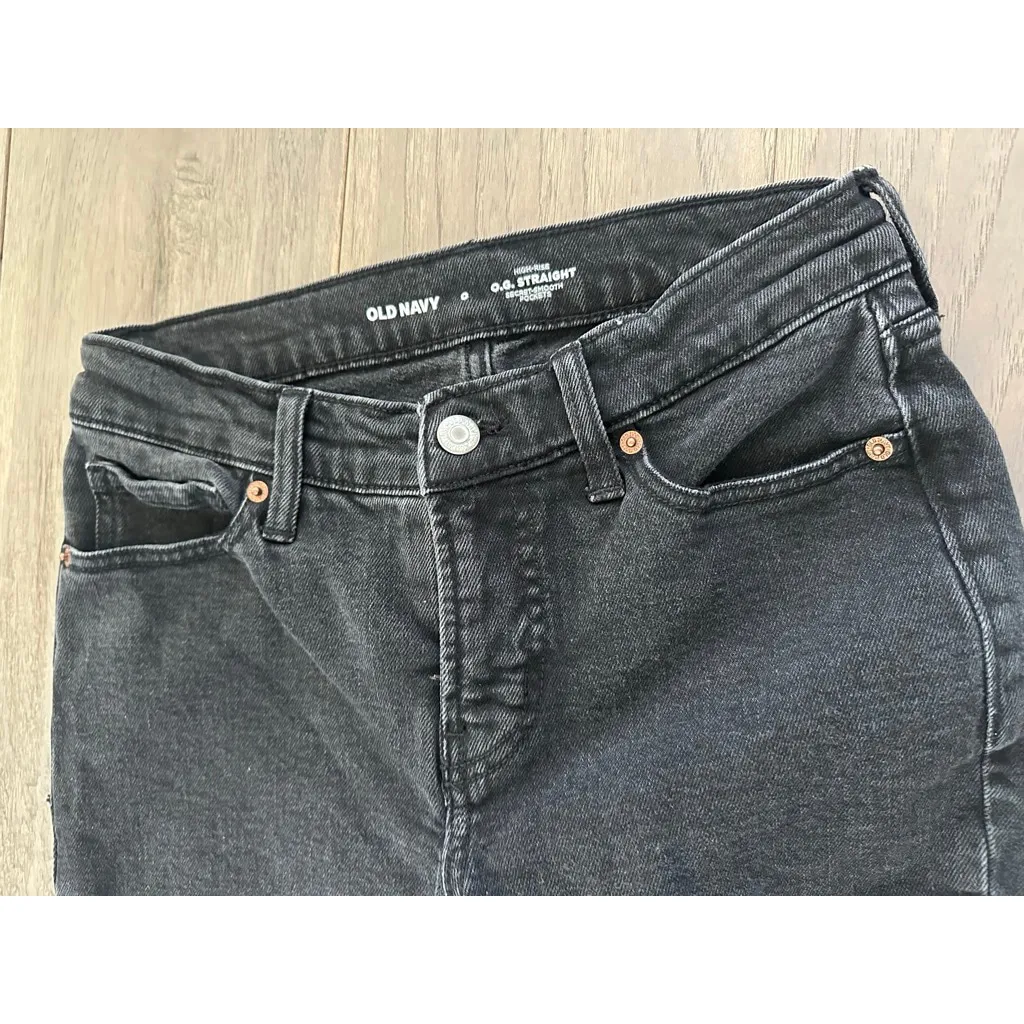 Women's Old Navy High Rise OG Straight Leg Jeans Size 0 Black - Image 2