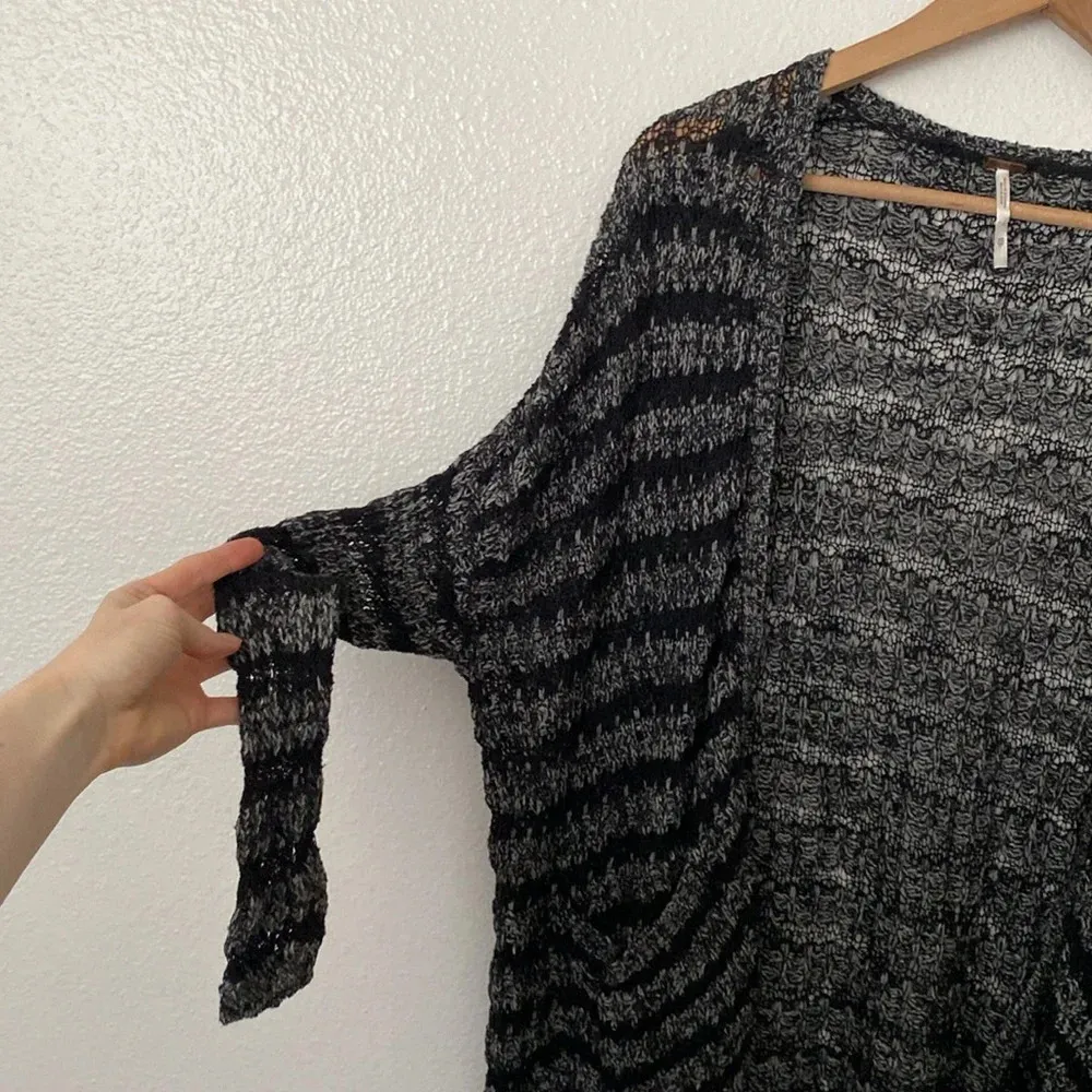 Free People XS Last Night Linen Blend Black and White Knit Cardigan - Image 5