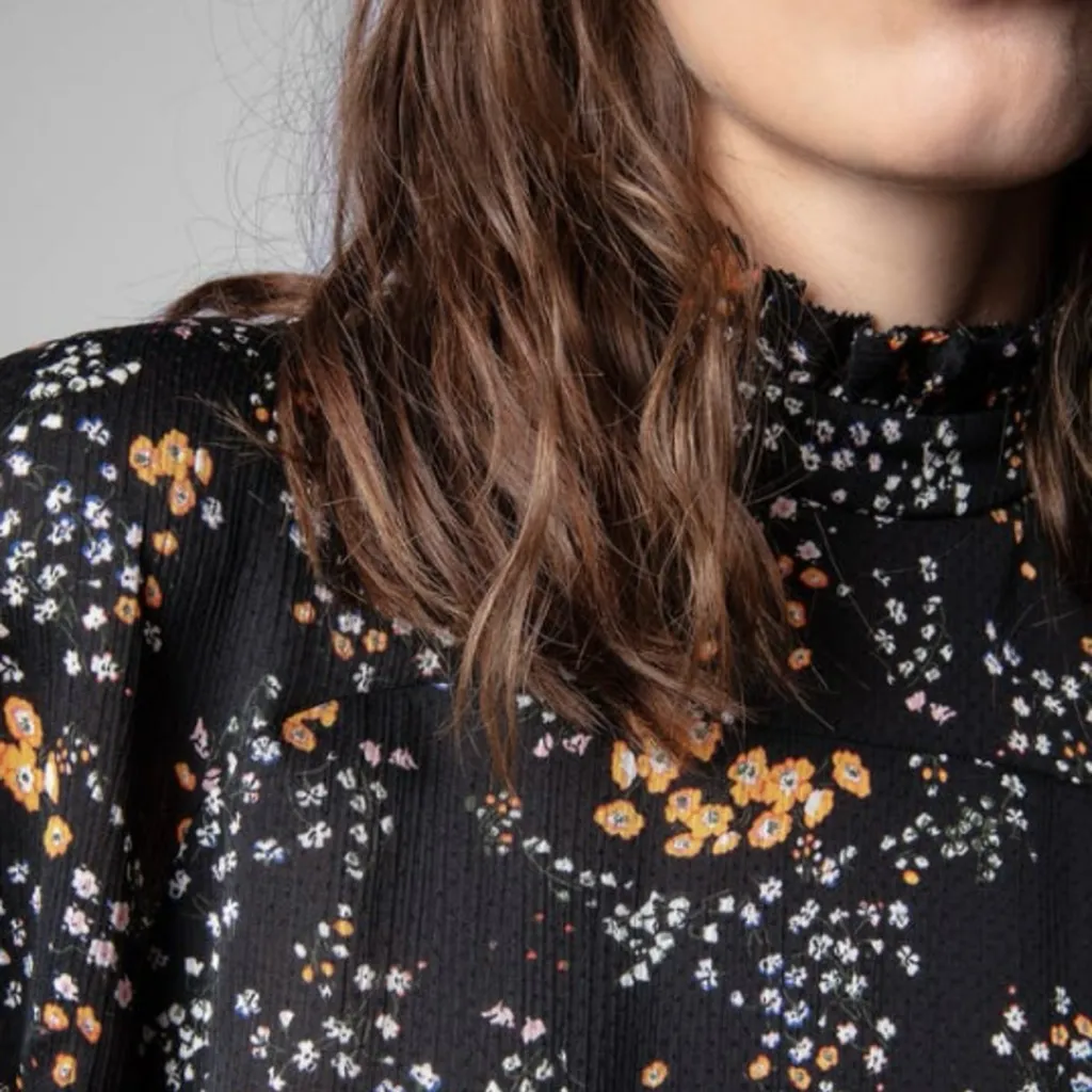 Zadig & Voltaire Roza Spark Mini Dress Noir Medium Floral Crepe NWT - Image 17