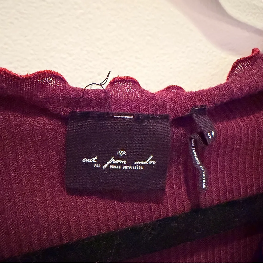 Urban Outfitters Out From Under Alexa Deep Burgundy Lettuce Trim Cinched Top S - Image 6