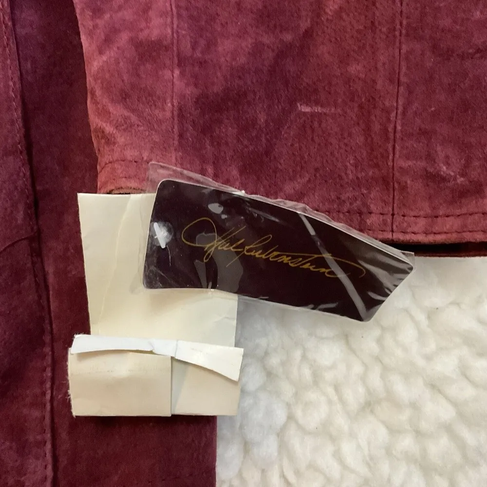 Hal Rubenstein Wine Suede Leather Metal Chain Detail Jacket Womens Size 3X New Purple - Image 10