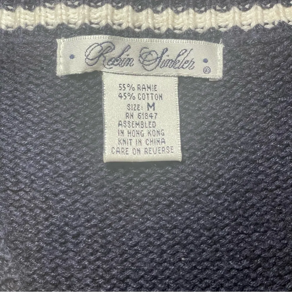 Vintage Robin Sinkler Fireworks Stars Knit‎ Embroidered Vest Medium Patriotic Blue - Image 6