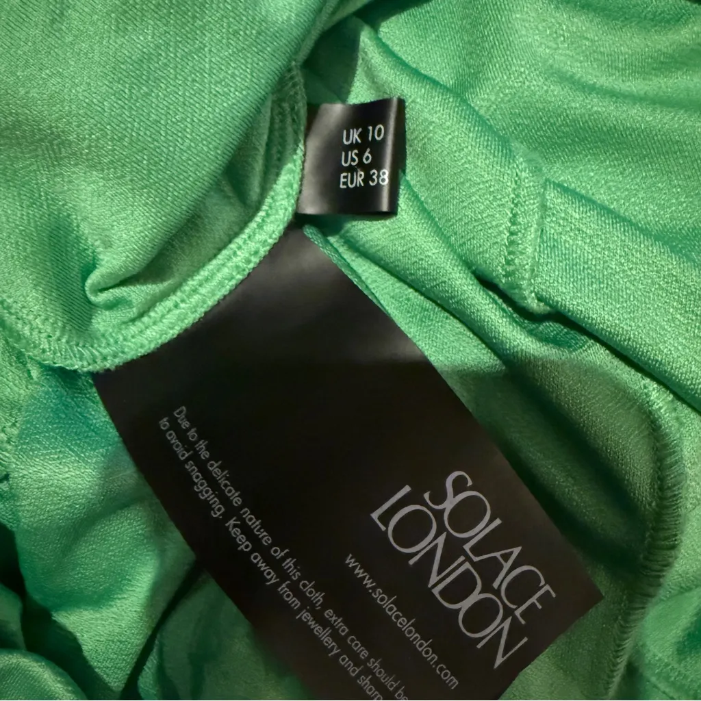 Solace London Lorena Midi Long Sleeve Draped Dress in Bright Green Sz 6 US‎ - Image 9