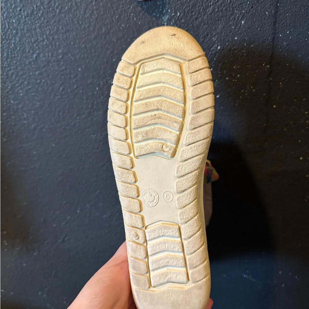 Women’s Vintage Kamik Cream Rainbow Winter Rain Boots with Unique Lacing - Image 4