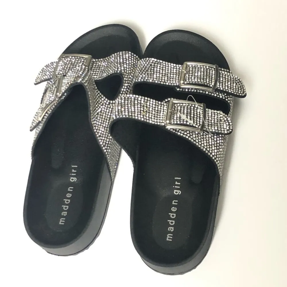 Madden Girl Glitter Buckle Rhinestone Slide Sandal Sz 6 - Image 7