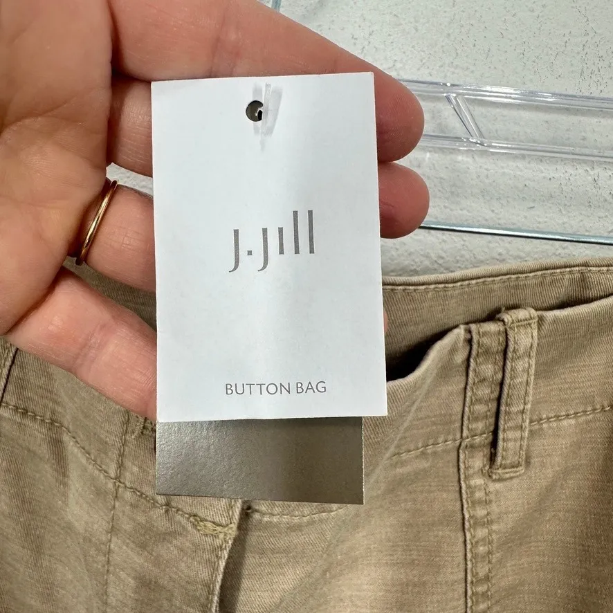 J. Jill Womens Size 12 Khaki Utility Shorts Button Fly Cargo Pockets Casual NWT - Image 5