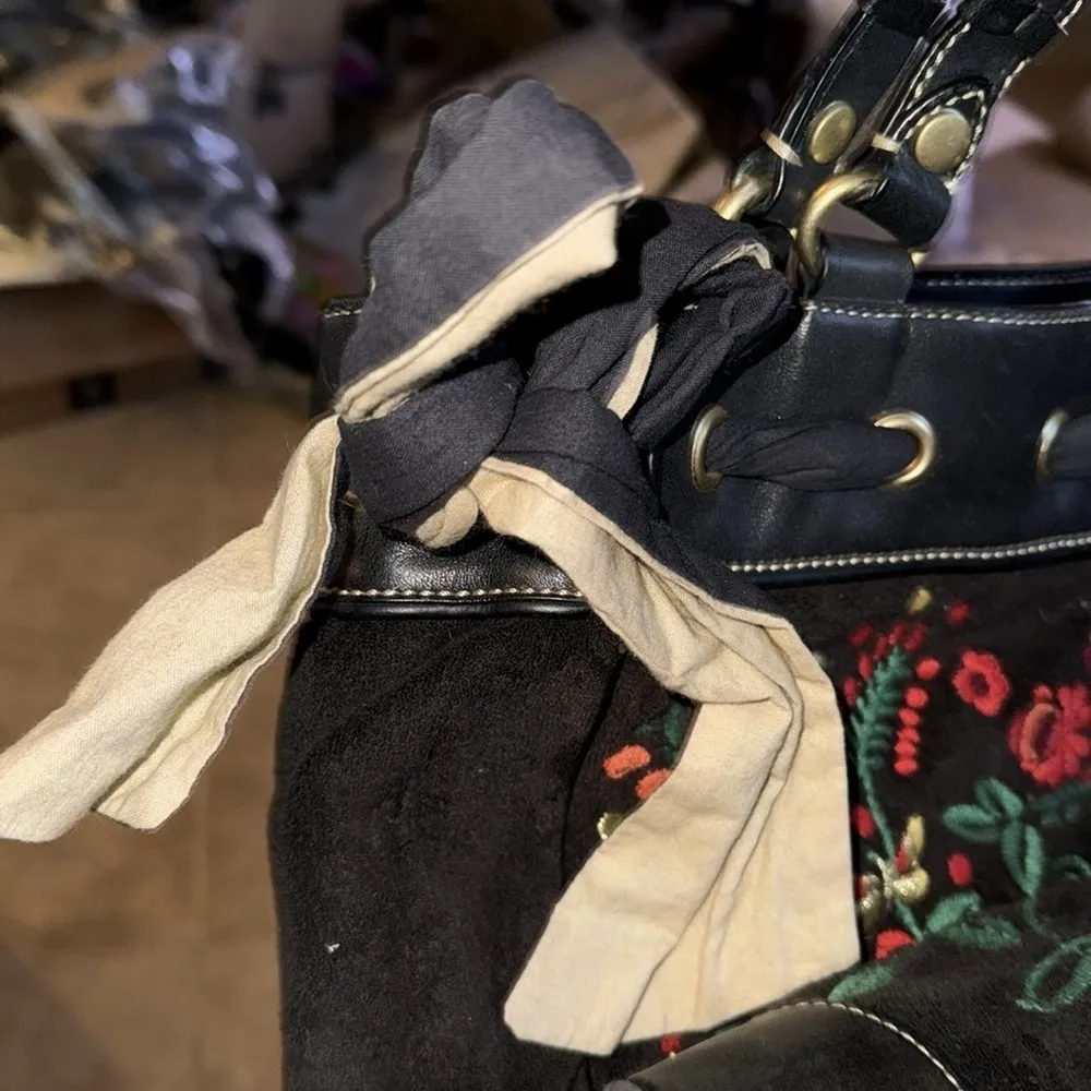 Vintage Black Juicy Couture Tote Bag Purse Handbag Daydreamer Floral Y2K - Image 11