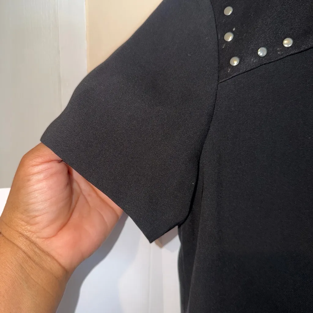 Maje Black Studded Short Sleeve Top - Image 8