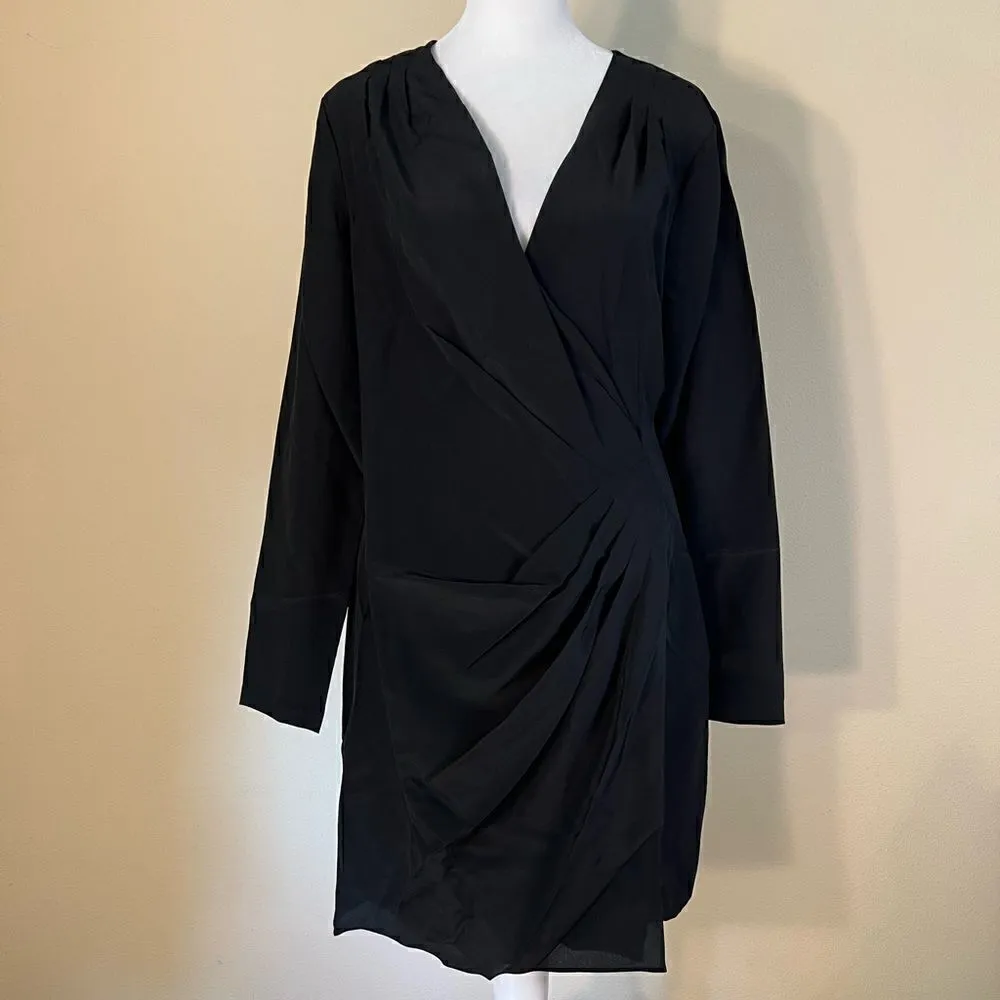 NWT! Club Monaco Black Silk Side Drape Mini Dress Size 6 - Image 2