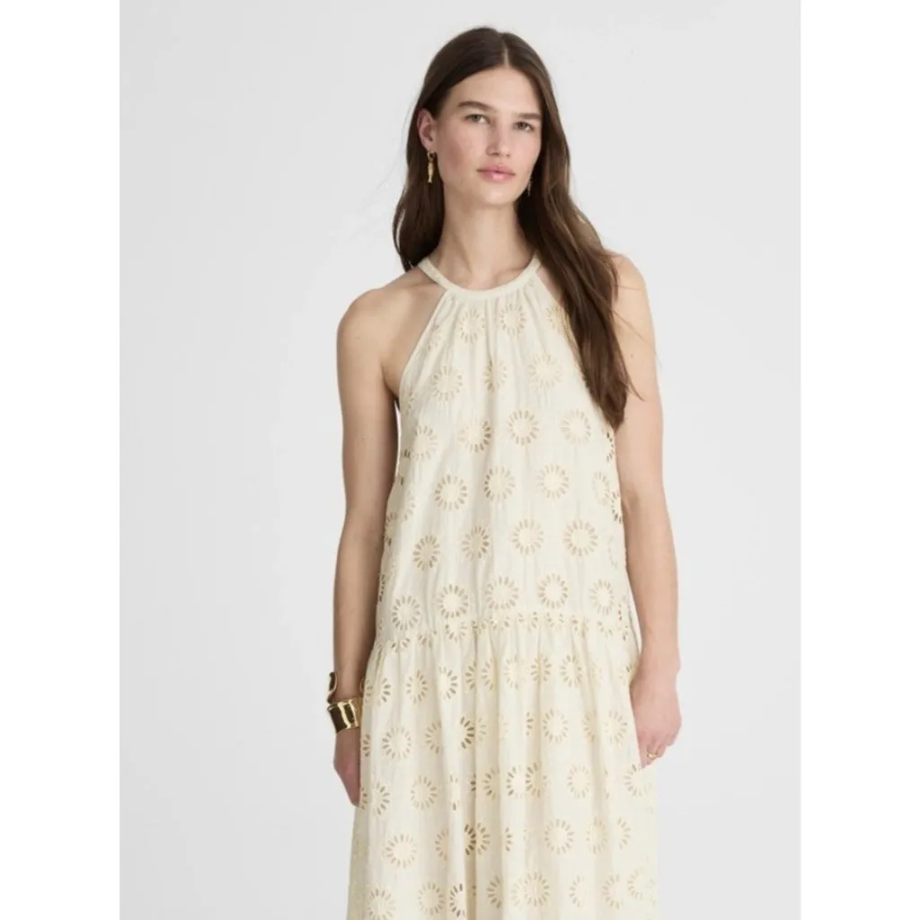 Madewell $198 Embroidered Drop-Waist Maxi Dress Floral Eyelet Ivory Size S - Image 2