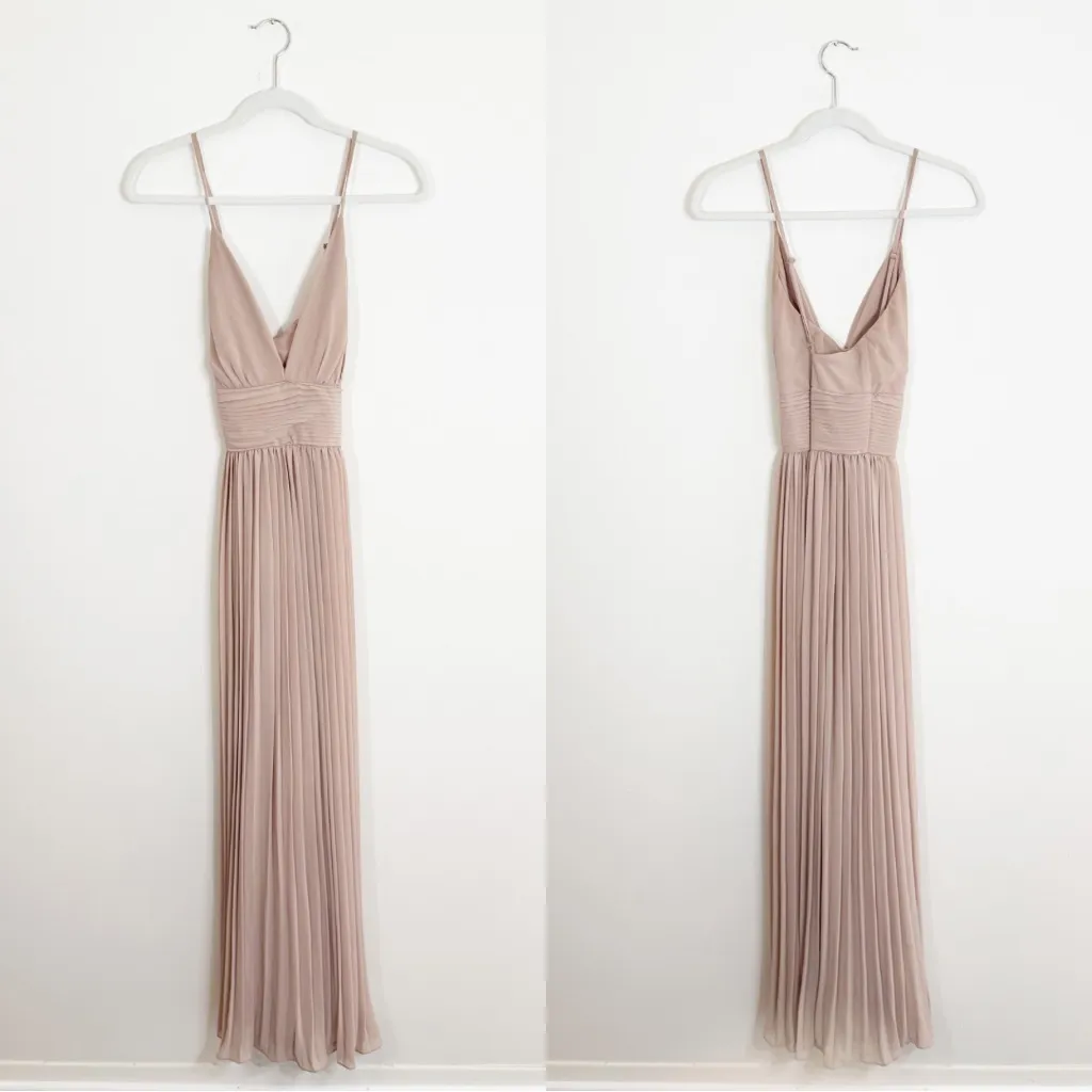 Lulus Depths of My Love Nude Blush Maxi Dress Small Tan - Image 3