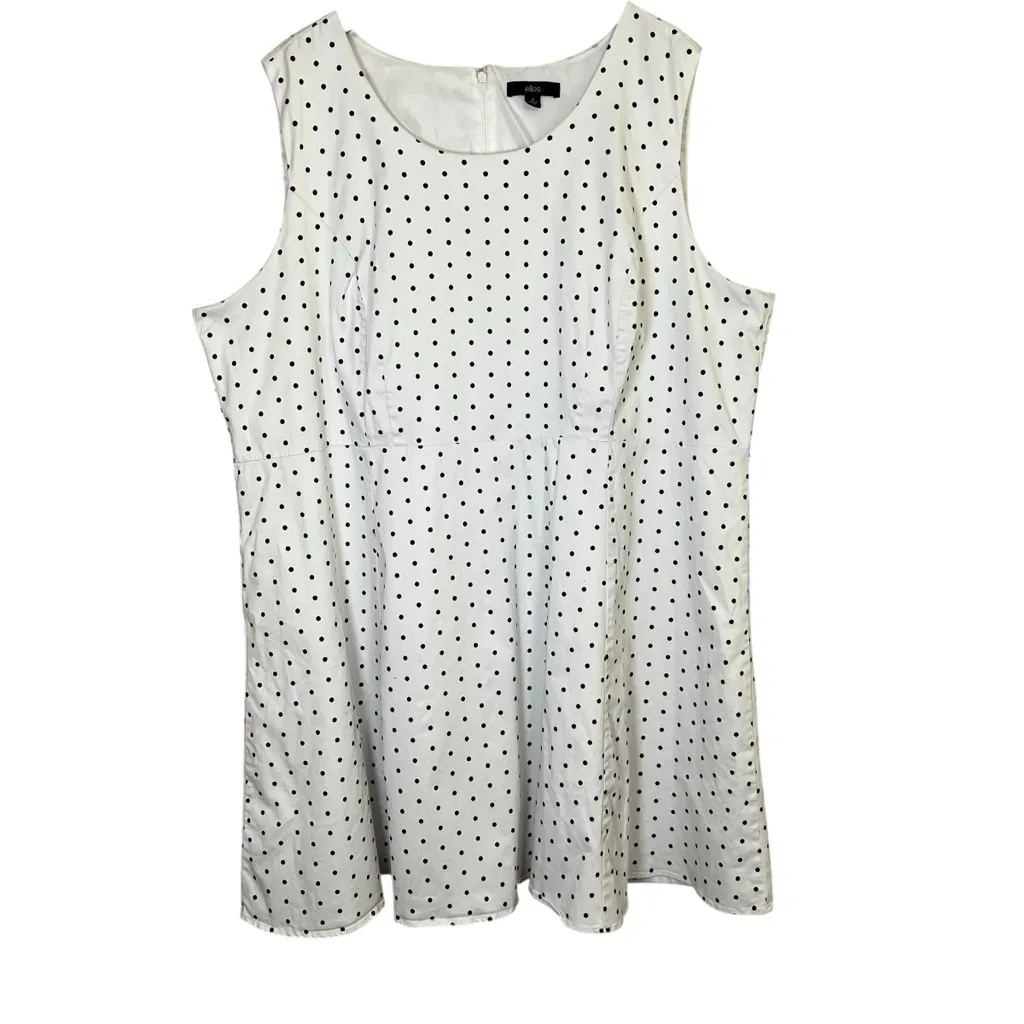 Ellos White Polka Dot Dress Plus Size 32 Sleeveless Skater A - Image 3