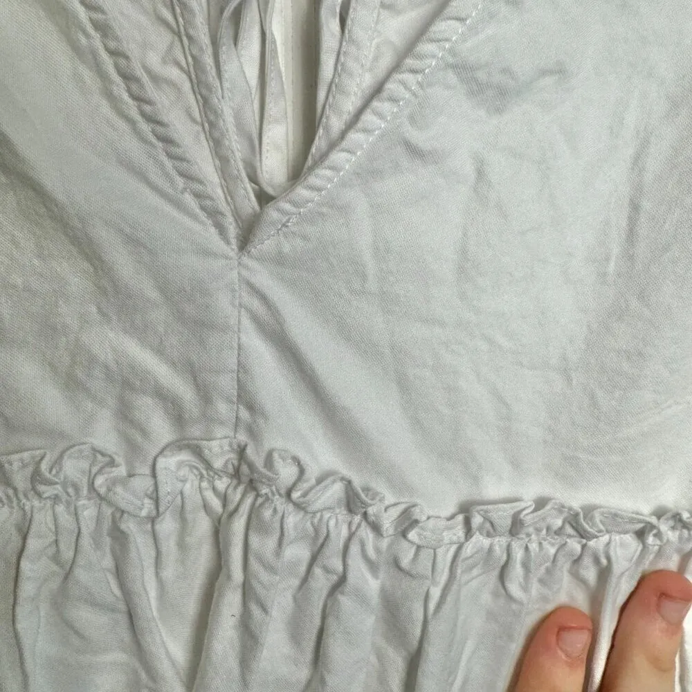 Zara TRF White Babydoll Top Sleeveless, Tie Back - Image 5